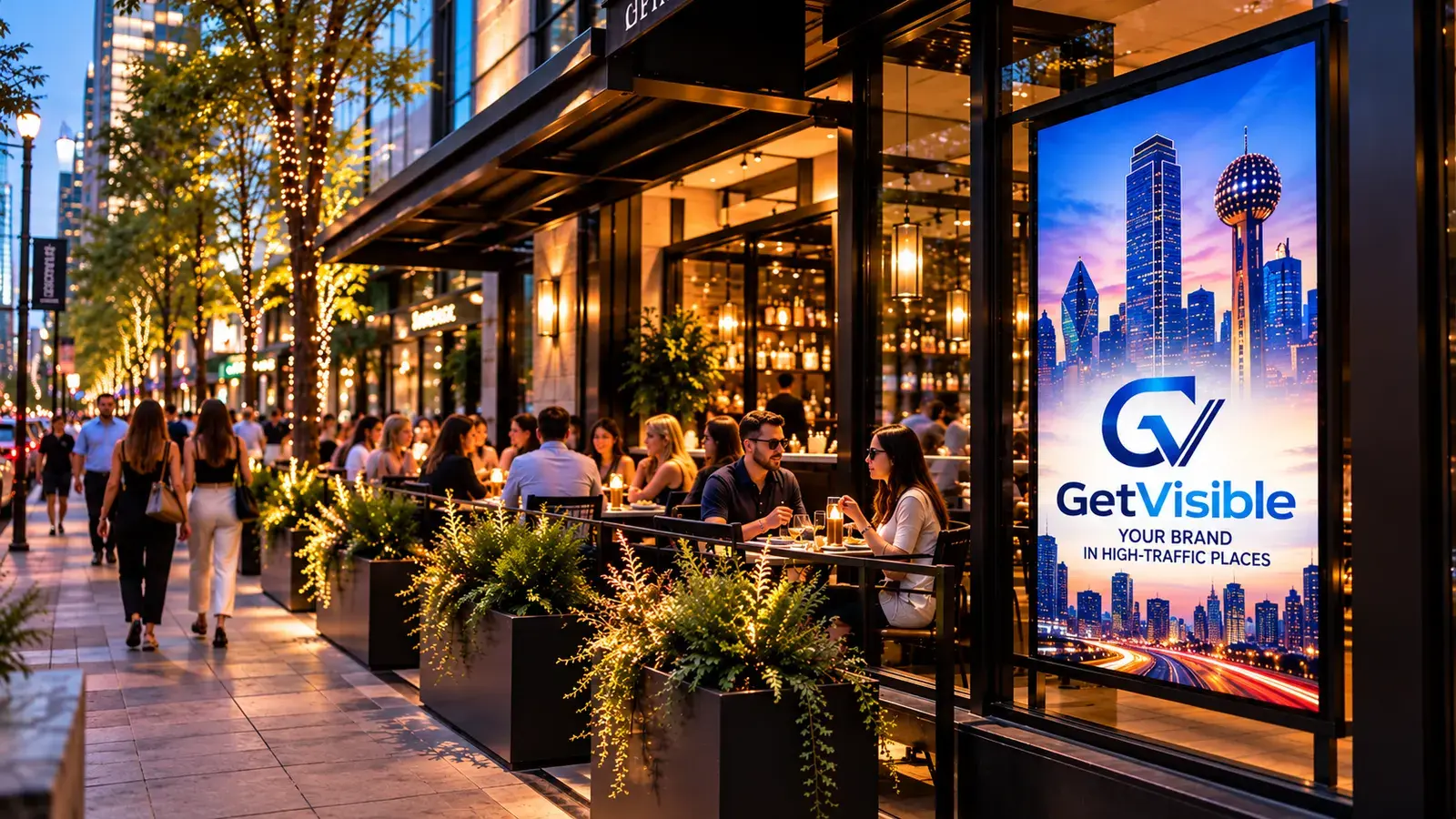 Get Visible digital display outside a Dallas restaurant